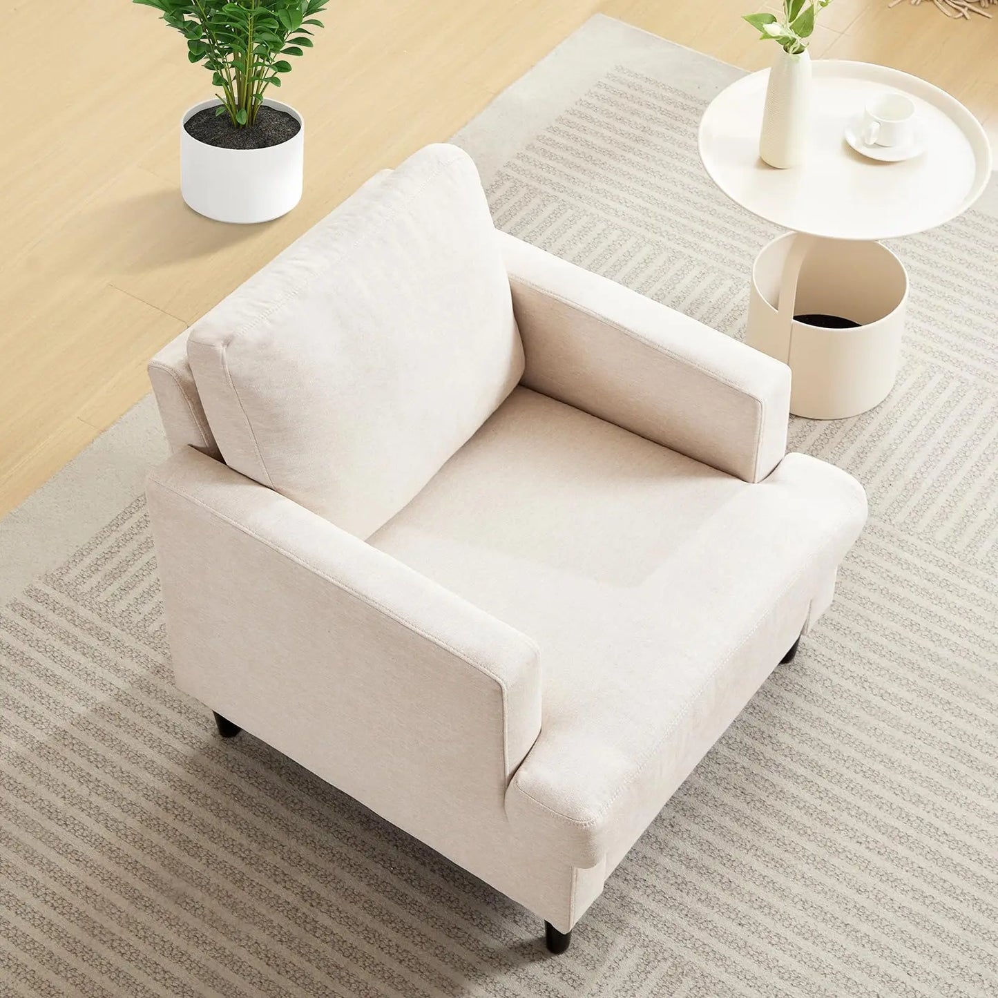Modern Linen Upholstered Accent Chair For Home Living Room