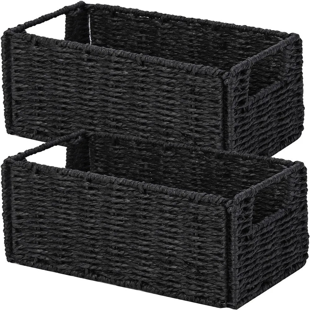 Foldable Paper Rope Wicker Storage Baskets Decorative Organizer