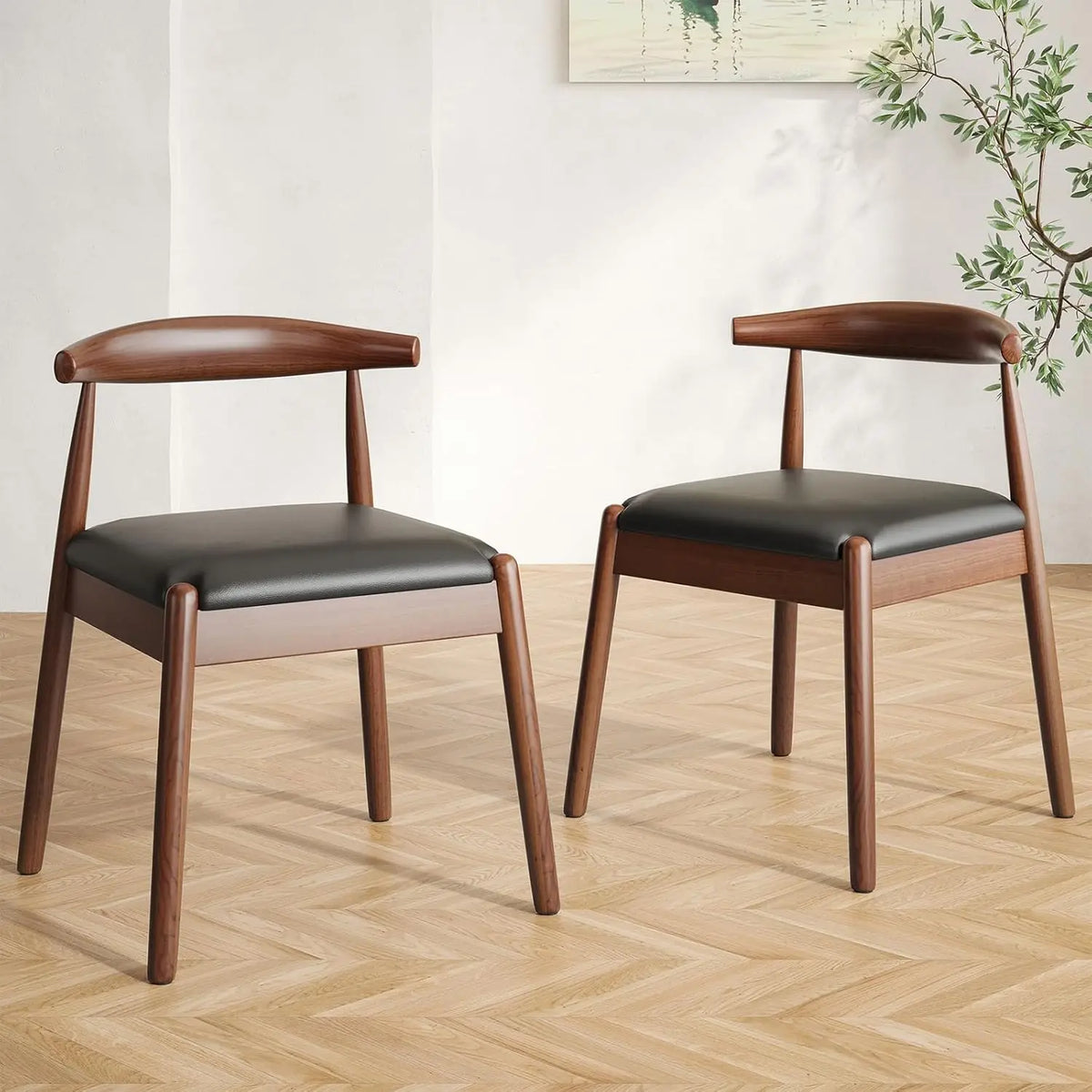 FARINI Mid-Century Modern Dining Chairs With Solid Wood Legs