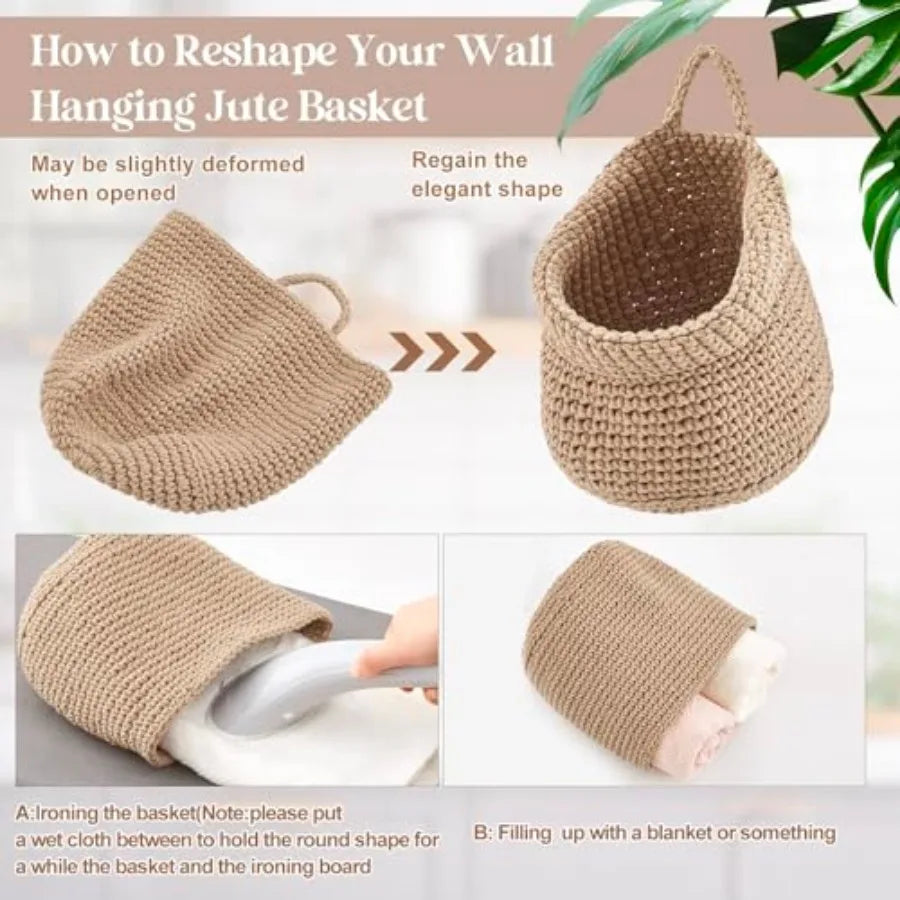 Boho Bamboo Hanging Wall Baskets For Kitchen Decoration And Storage