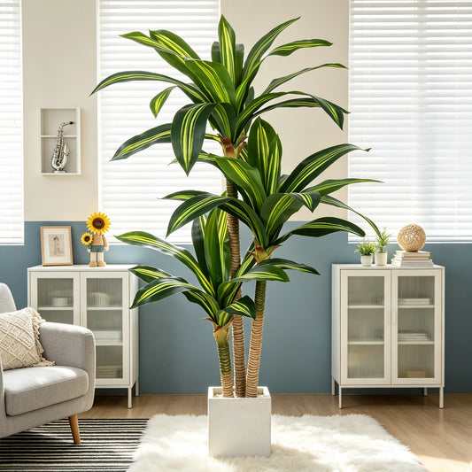 Olitree Realistic Artificial Dracaena Tree In Pot Home Decor