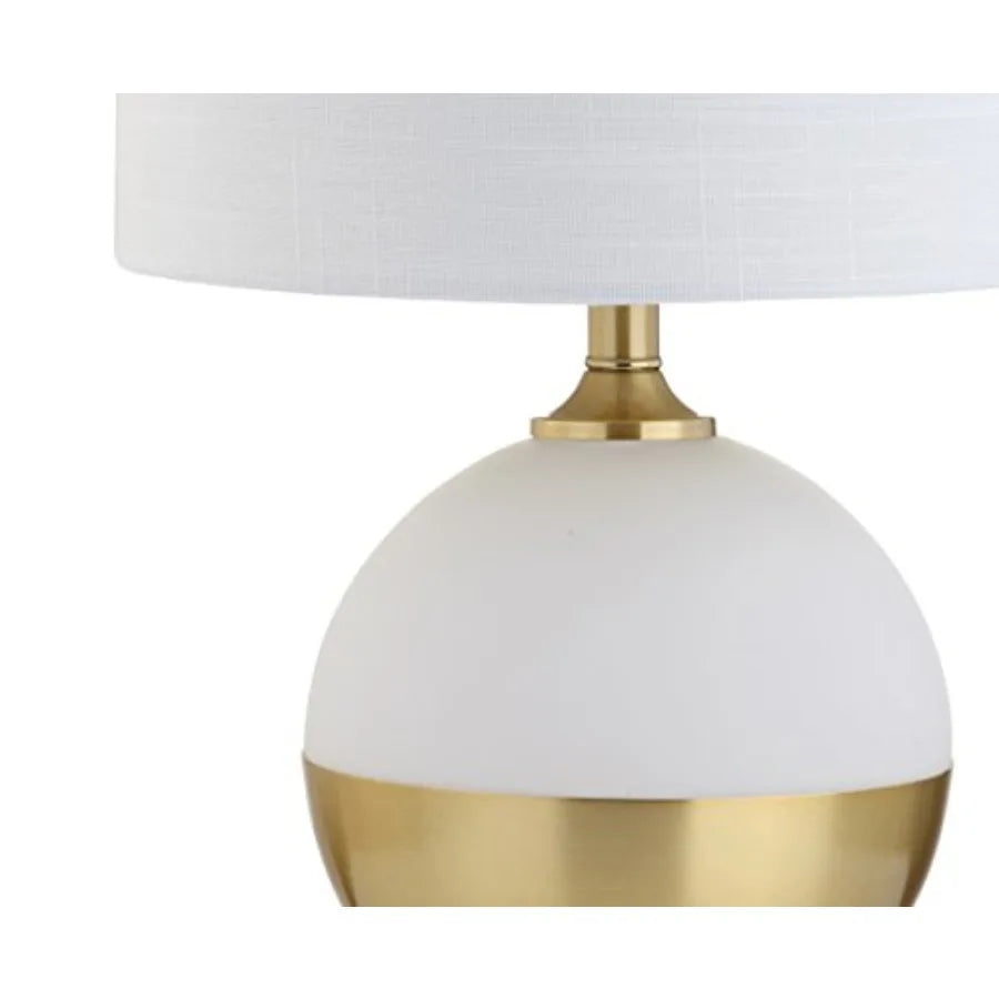 Solar Powered Ceramic Table Lamp With Linen Drum Shade