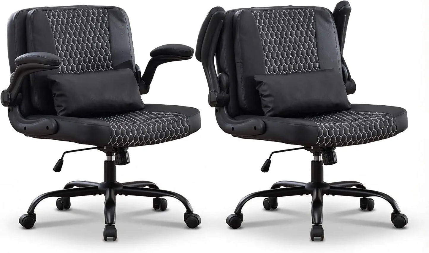 TCGBKAF Ergonomic Office Chair With Flip Backrest And PU Leather