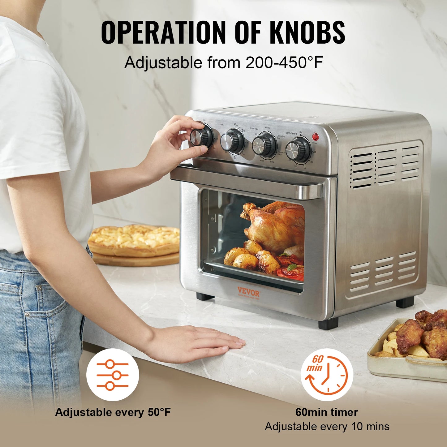 SucceBuy Stainless Steel Air Fryer Toaster Oven Combo Grill