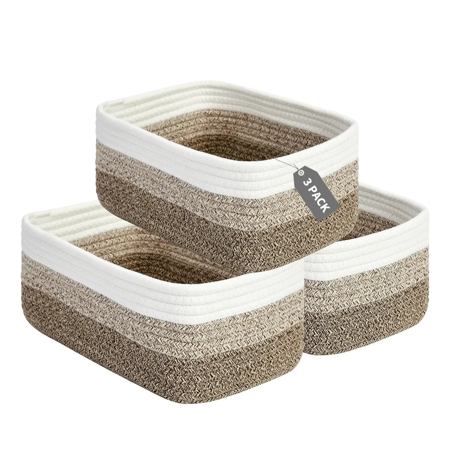 HiMISS Cotton Rope Woven Storage Baskets Shelf Organizer