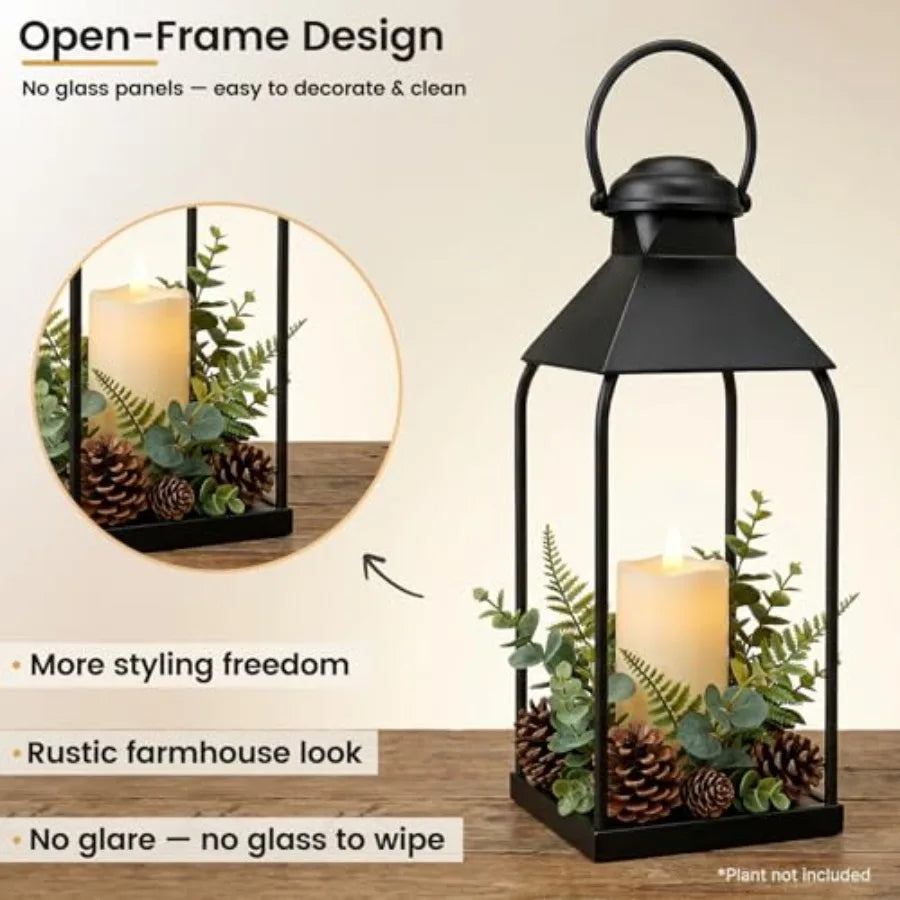 Decorative Metal Farmhouse Lantern Holders For Indoor Outdoor