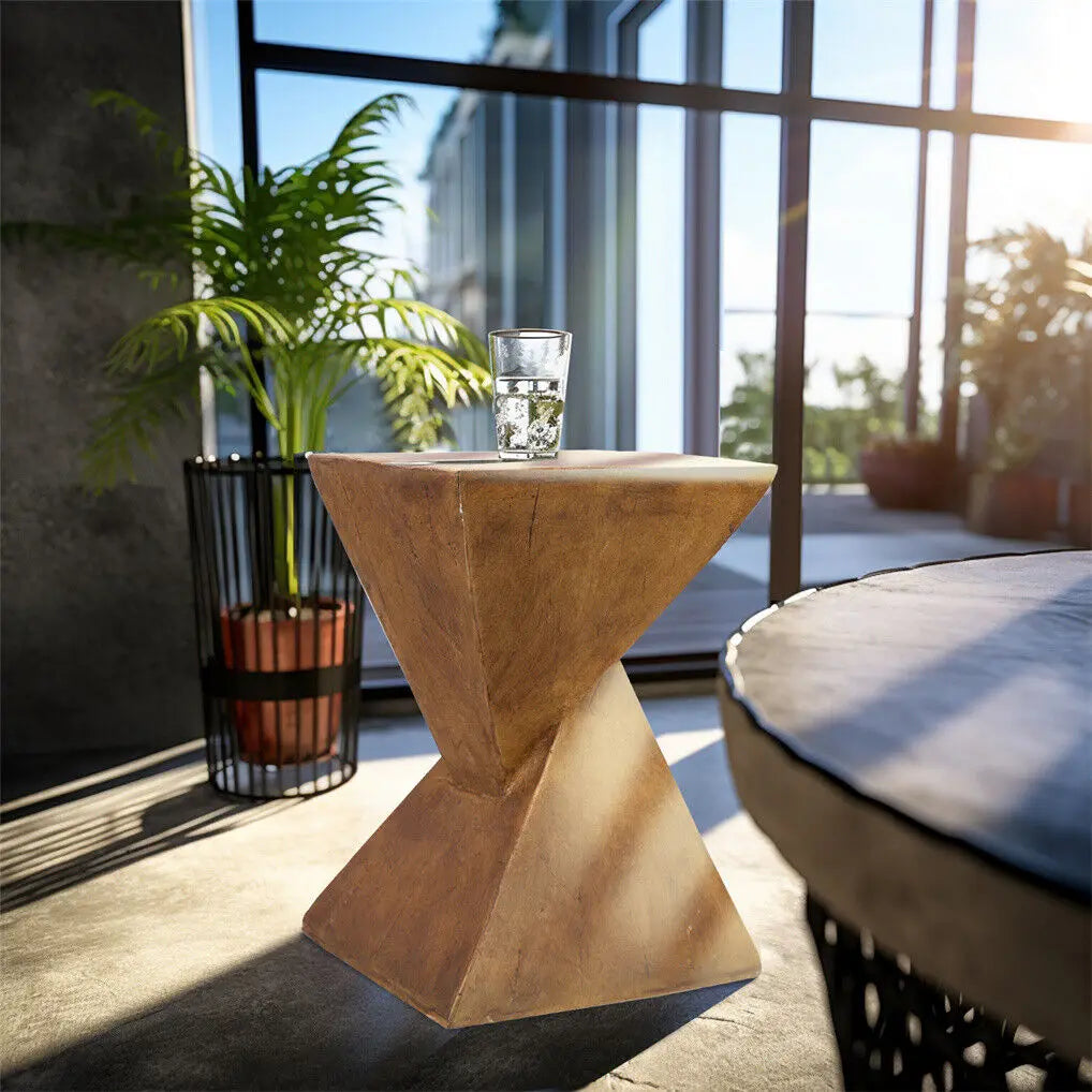 Luvodi Modern Lightweight Concrete Accent Table For Living Room