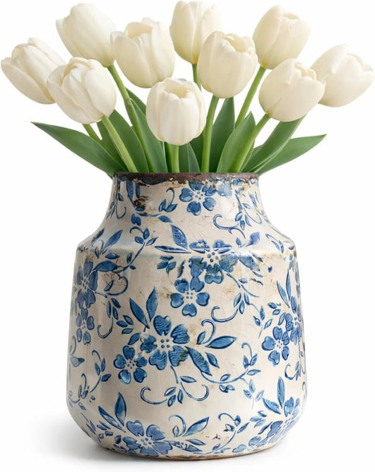 Vintage Crackle Ceramic Flower Vase For Home Shelf Decor