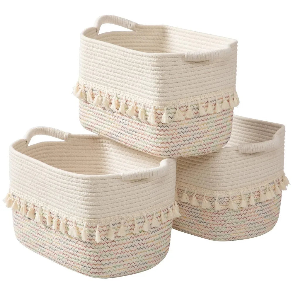 Decorative Cotton Rope Storage Baskets Woven Home Organizer Containers