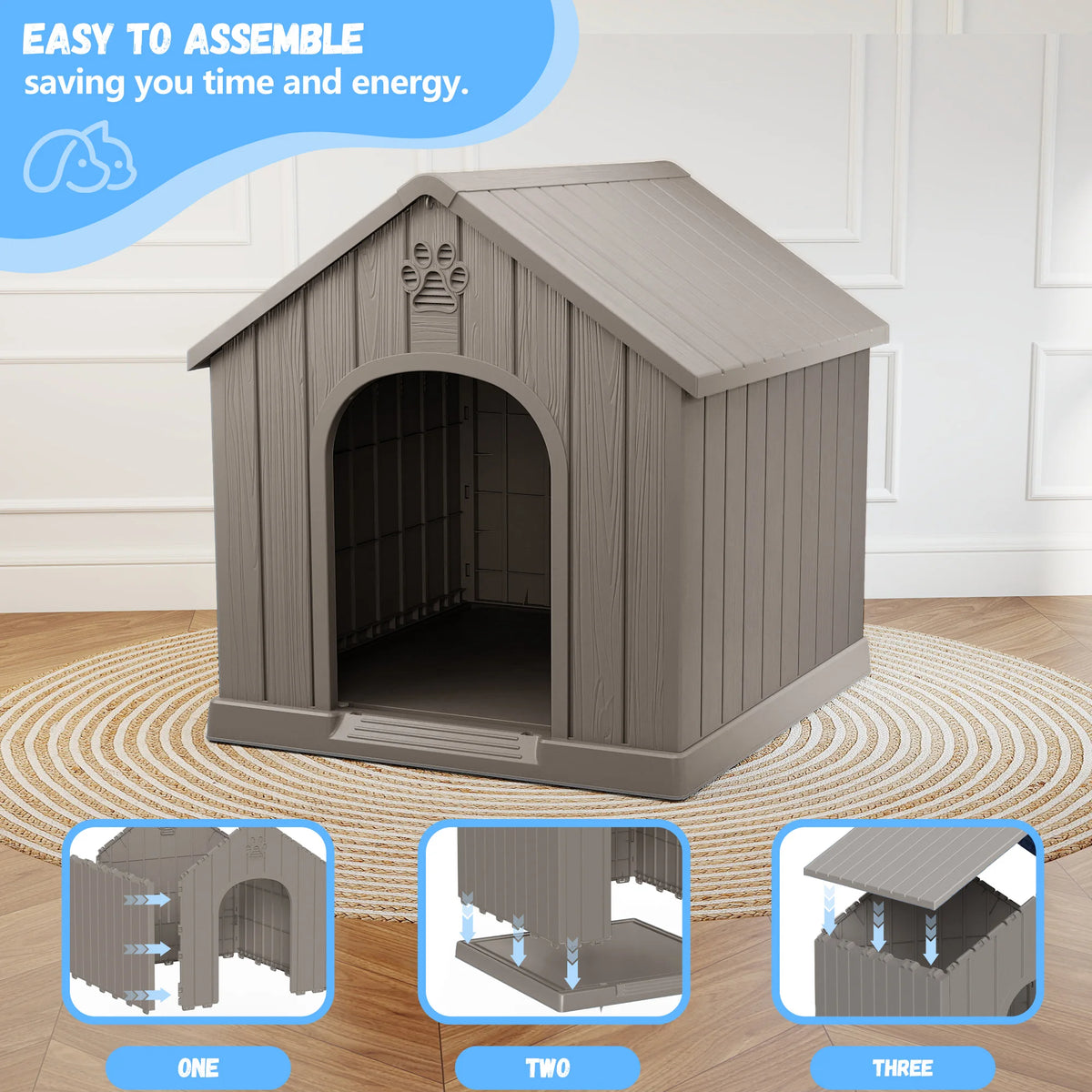 Weather Resistant Plastic Dog House With Waterproof Ventilation