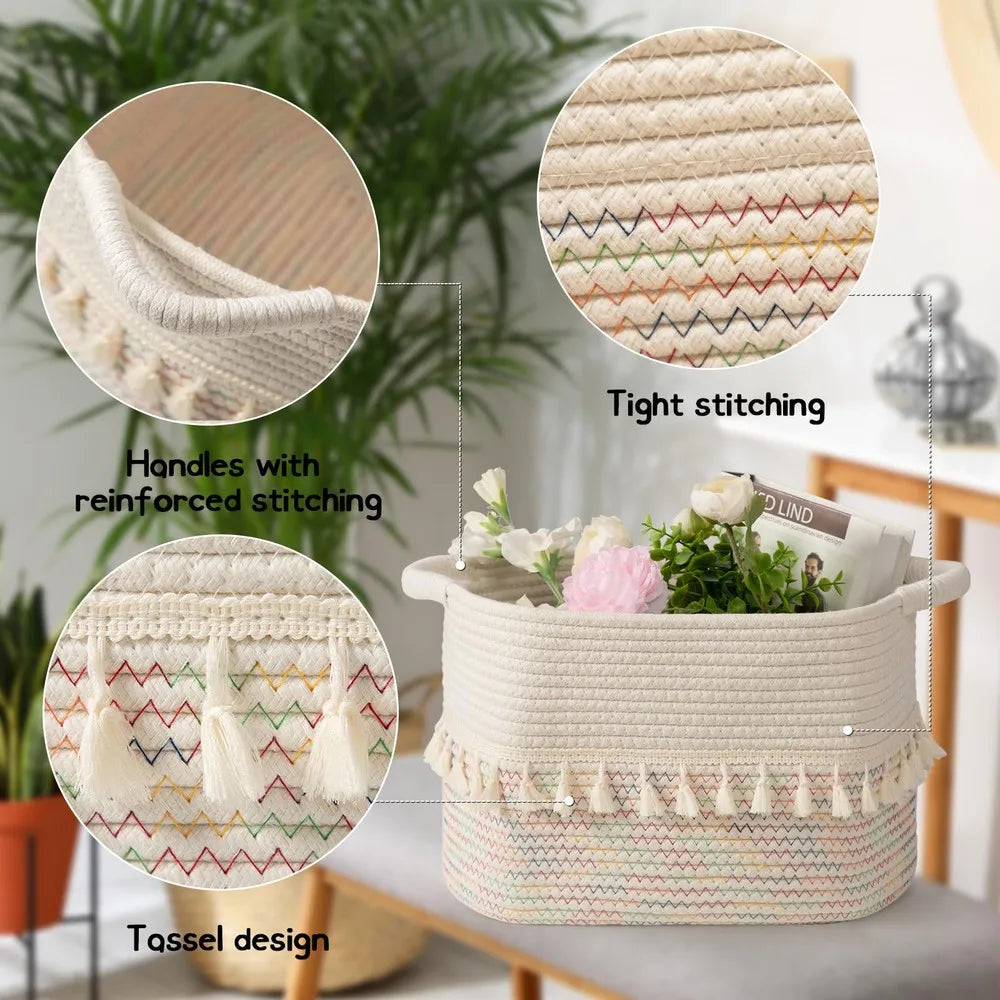 Decorative Cotton Rope Storage Baskets Woven Home Organizer Containers