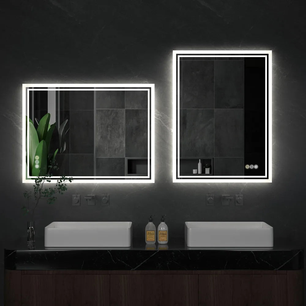 Luvodi Frameless LED Backlight Bathroom Mirror With Defog Touch Control