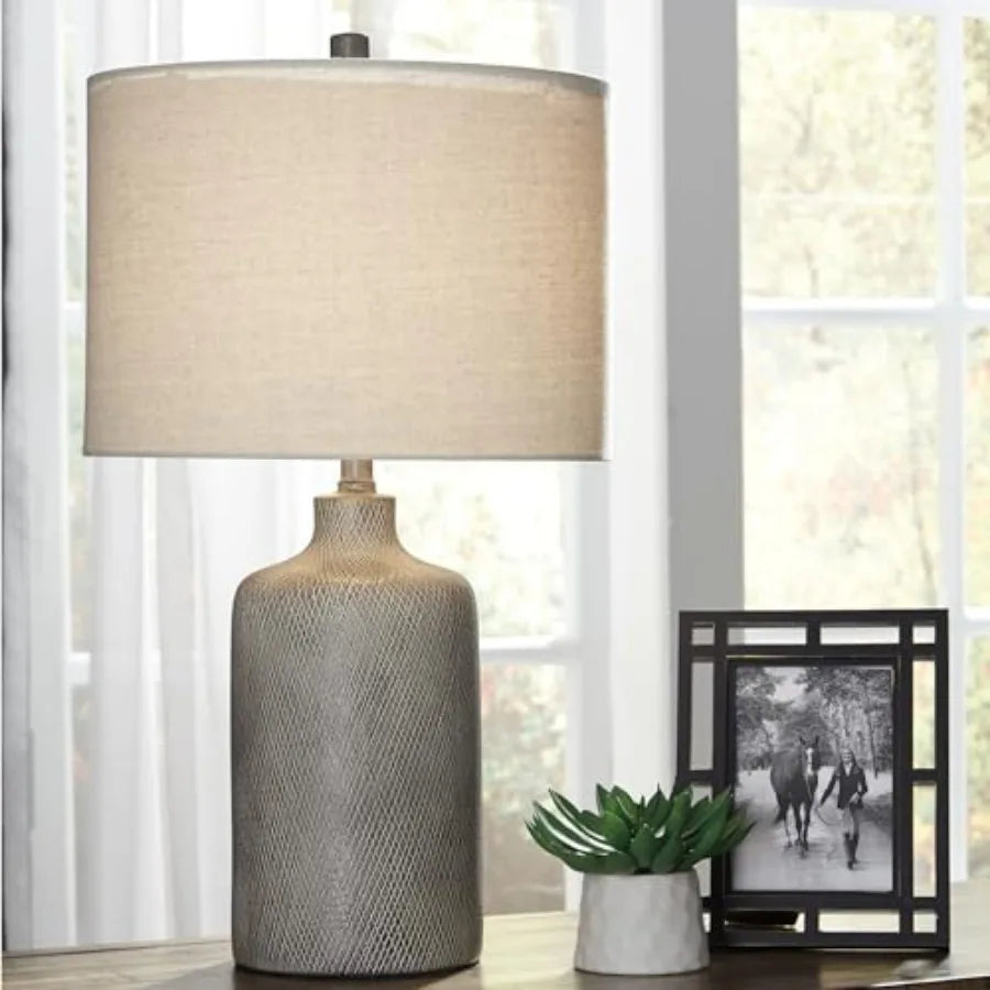 Modern Solar Ceramic Table Lamp With Natural Stone Finish