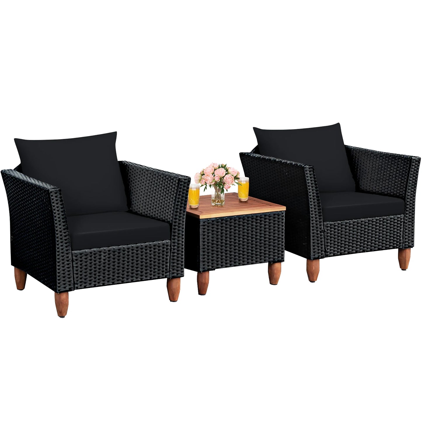 Homasis Outdoor Rattan Patio Furniture Set Cushioned Sofa