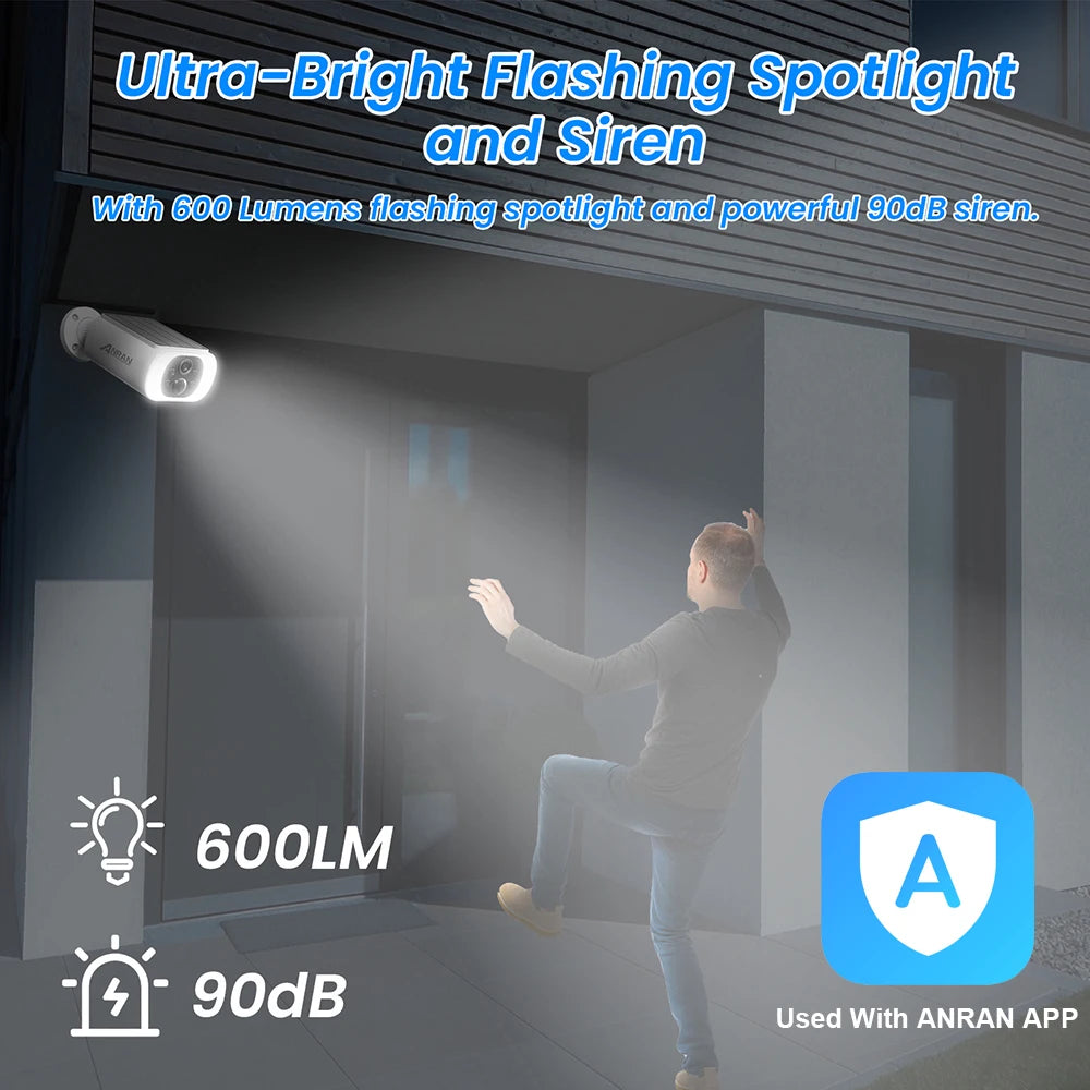 Anran 3MP Outdoor Wireless Security Camera With Solar Floodlight