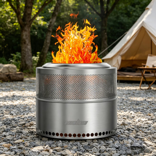 Portable Smokeless Wood Burning Fire Pit Stainless Steel Outdoor Fireplace