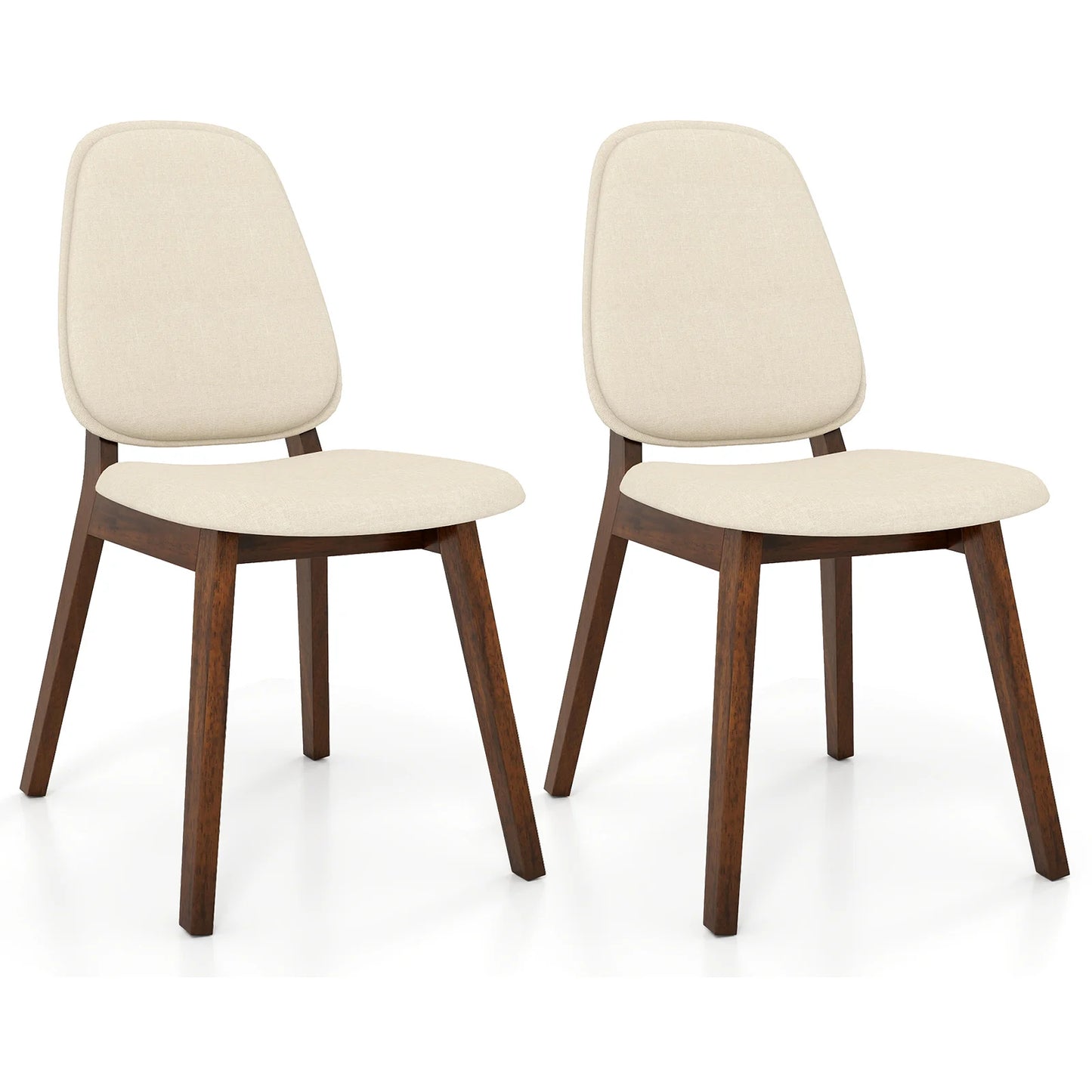 Homasis Upholstered Linen Dining Chair Set With Wooden Frame Design