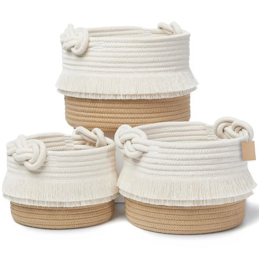 Cotton Rope Woven Storage Baskets For Home Decor And Organization