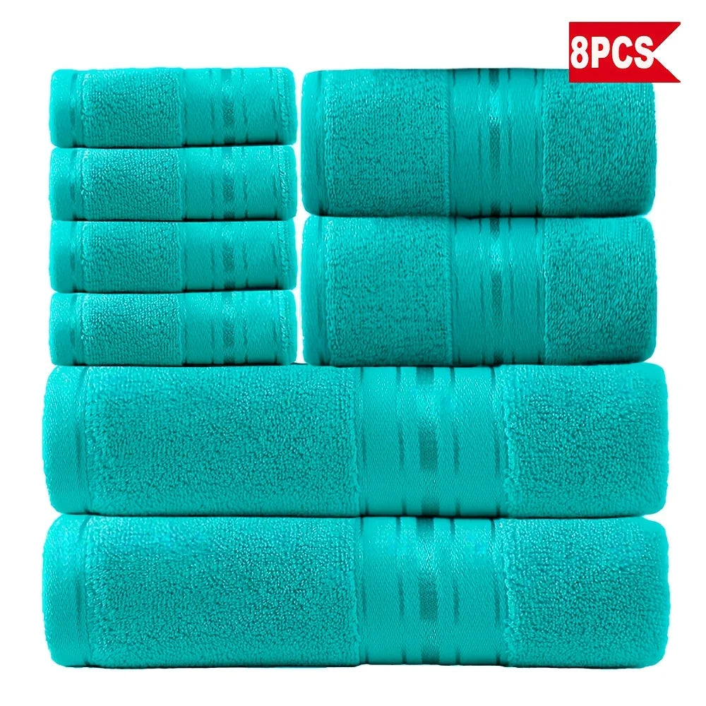 Luxury 8 Piece Ring Spun Cotton Towel Set For Bathroom