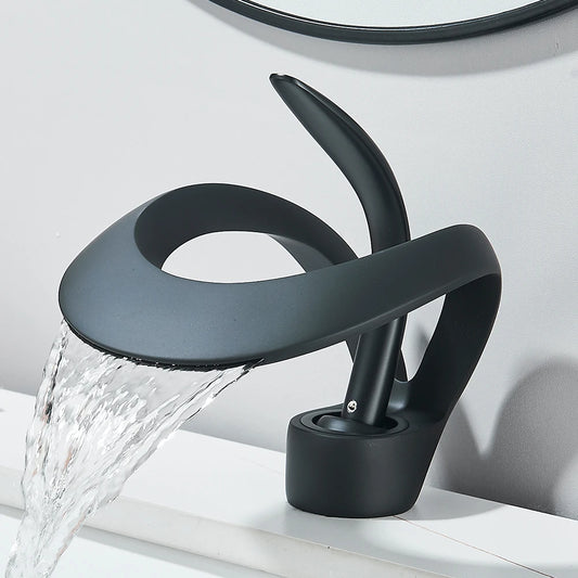 Quyanre Solid Brass Waterfall Basin Faucet Single Handle Tap