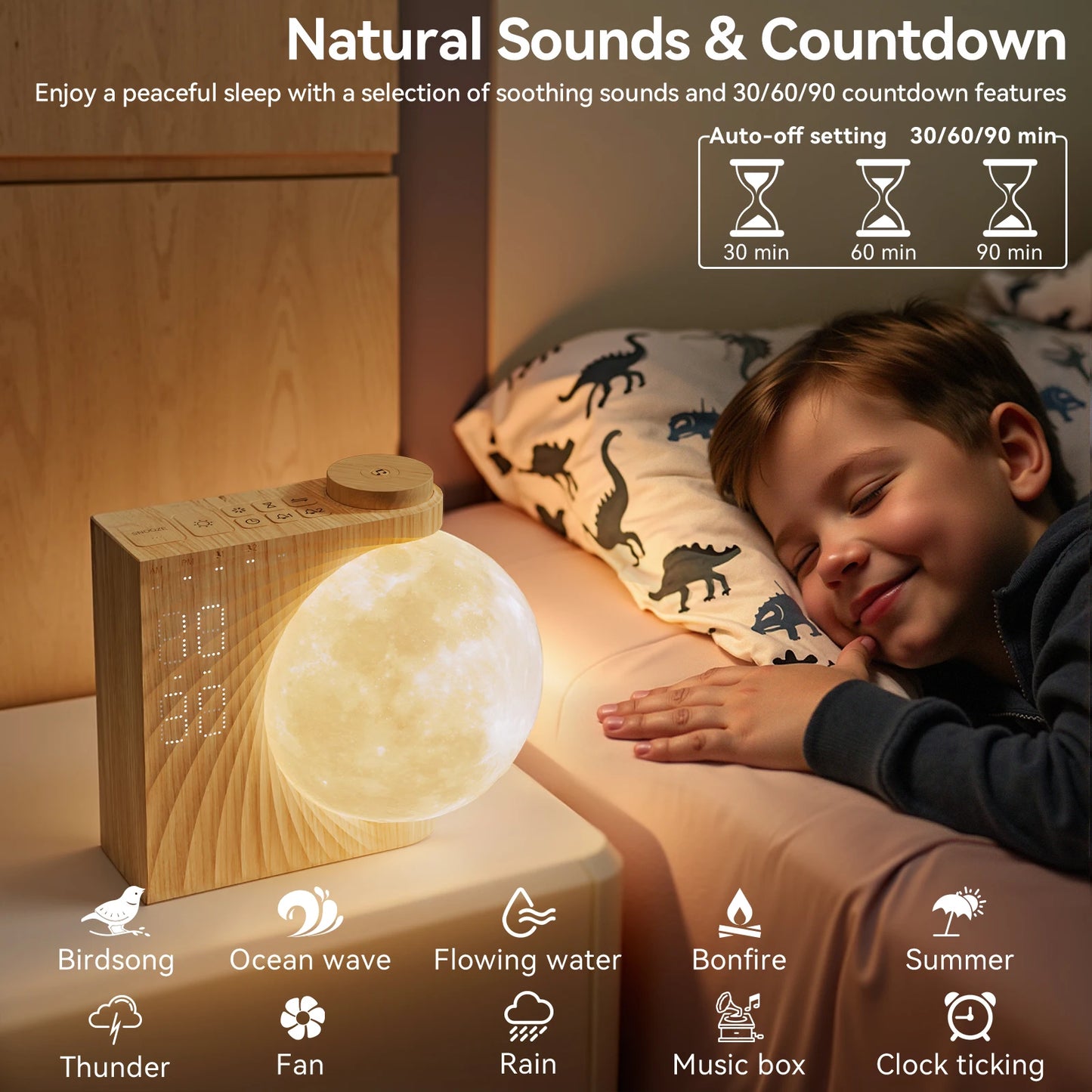 Reteyung Moon Lamp Sunrise Alarm With White Noise Sound Machine