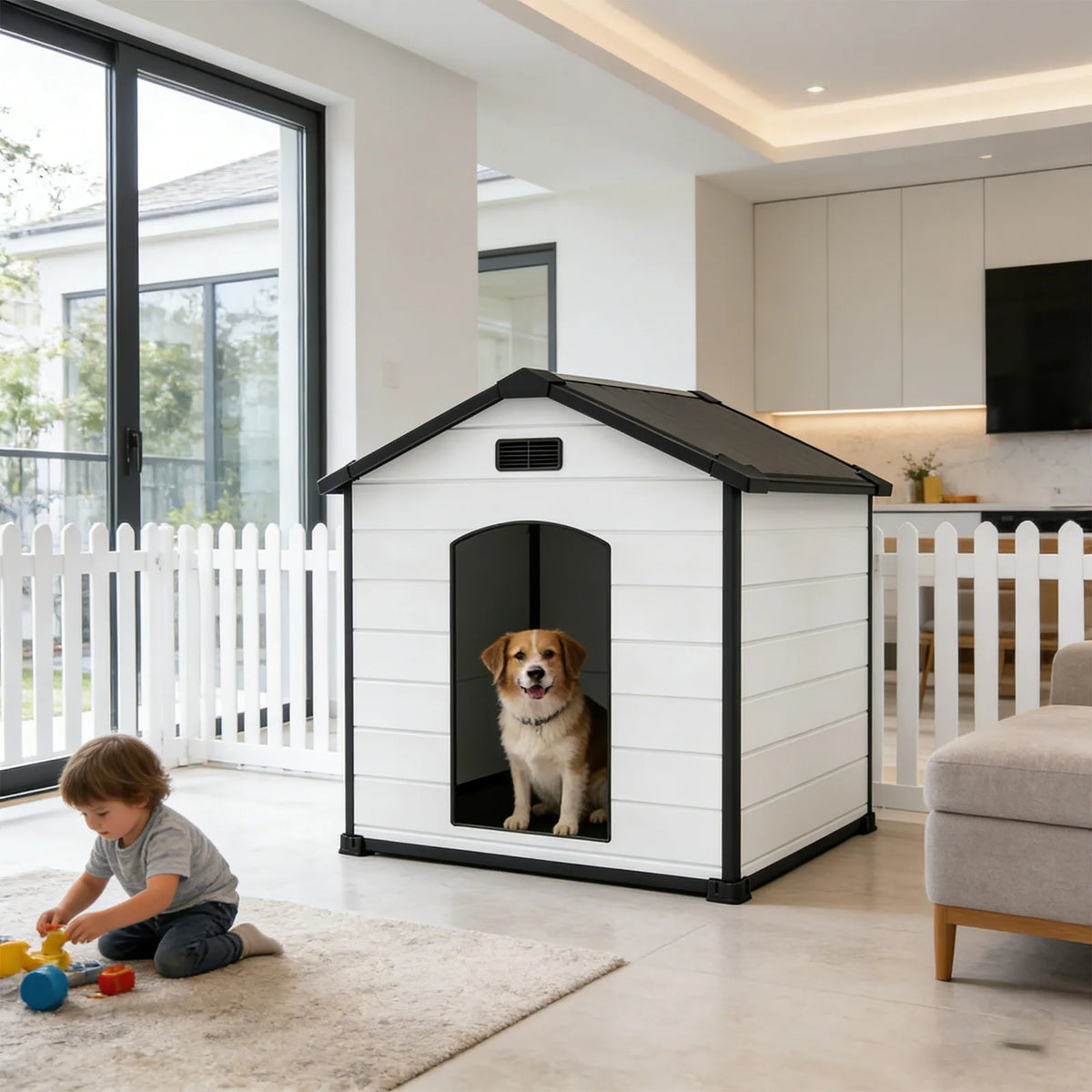 Large Waterproof Plastic Dog House With Removable Roof And Ventilation