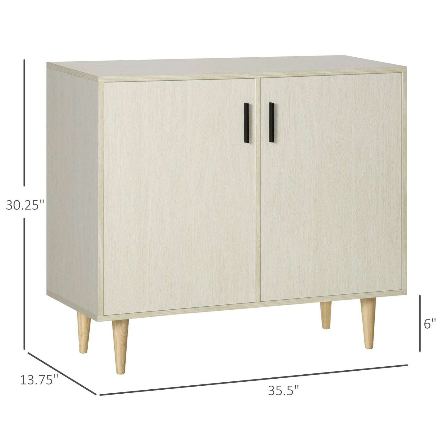 Homcom Sideboard Buffet Cabinet With Double Doors And Adjustable Shelves