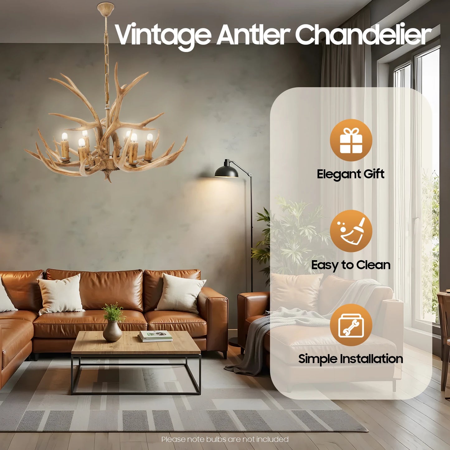 Retro Deer Antler Six Light Pendant Ceiling Fixture