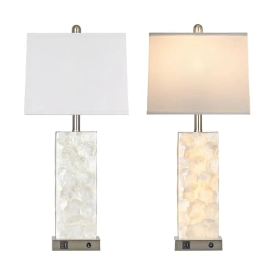 Solar Sea Shell Table Lamp With USB And Night Light