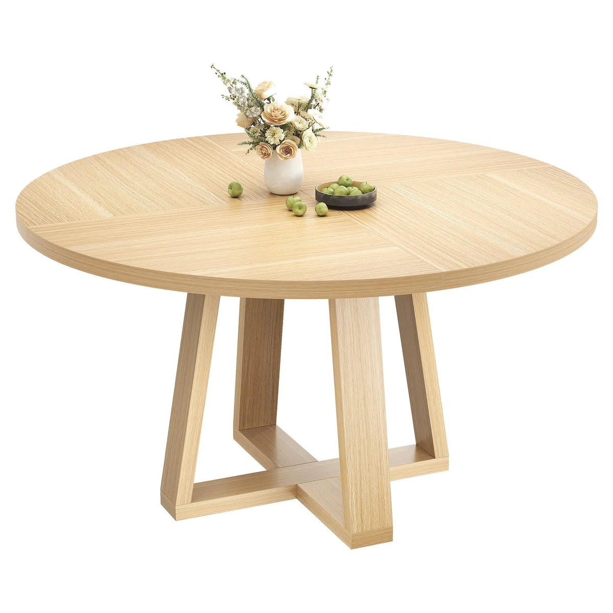 HiMISS Farmhouse Round Dining Table With Sturdy Cross Base