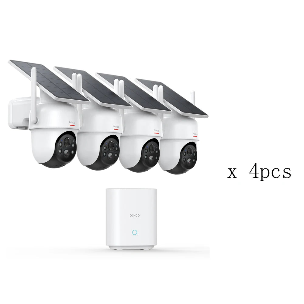 Dekco 3MP Solar Security Cameras With Four Wireless PTZ Cams