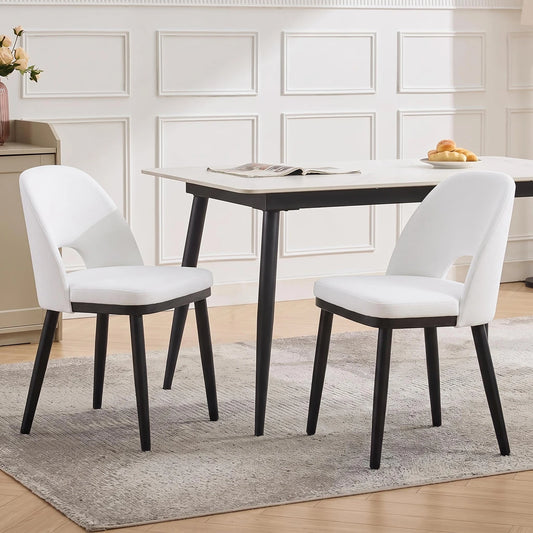 HiMISS Set of 2 Modern Upholstered Dining Chairs With Curved Back