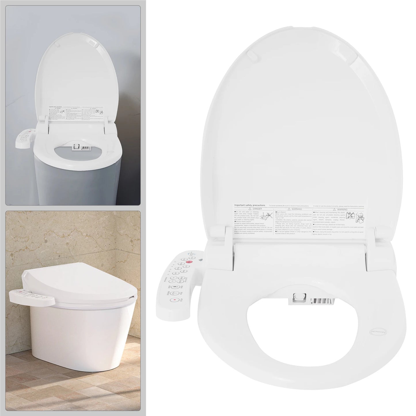 Electronic Bidet Smart Toilet Seat With Adjustable Heated Air Dryer
