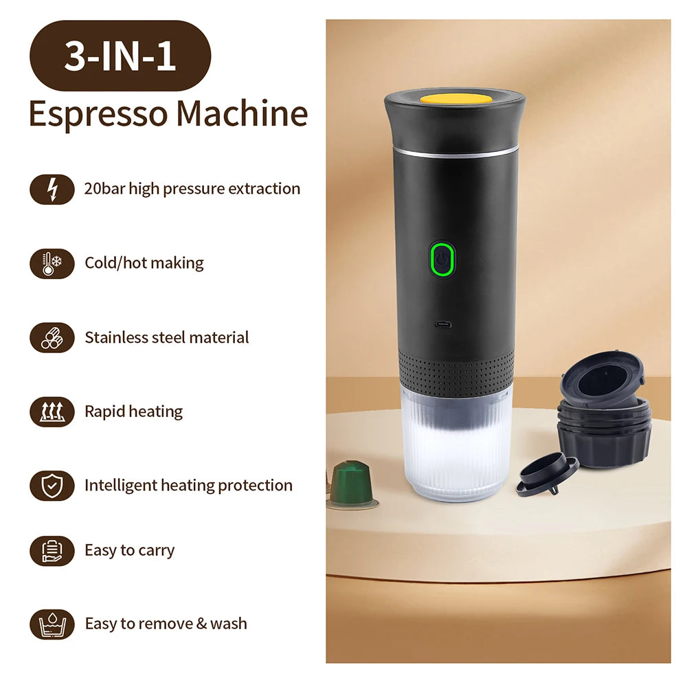 Obecilc Portable Wireless Espresso Coffee Maker And Capsule Machine