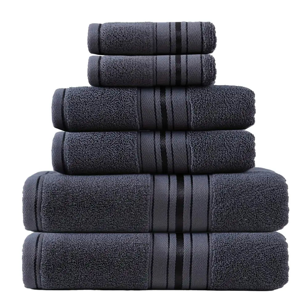 Luxurious 6 Piece Plush Cotton Turkish Bath Towel Set