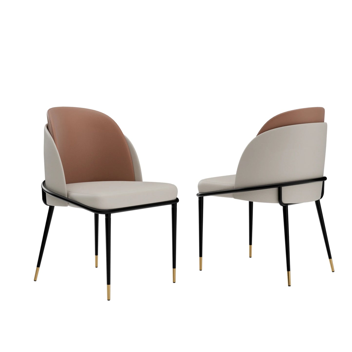 Modern Upholstered Dining Chairs With Microfiber Silicone Leather Metal Frame