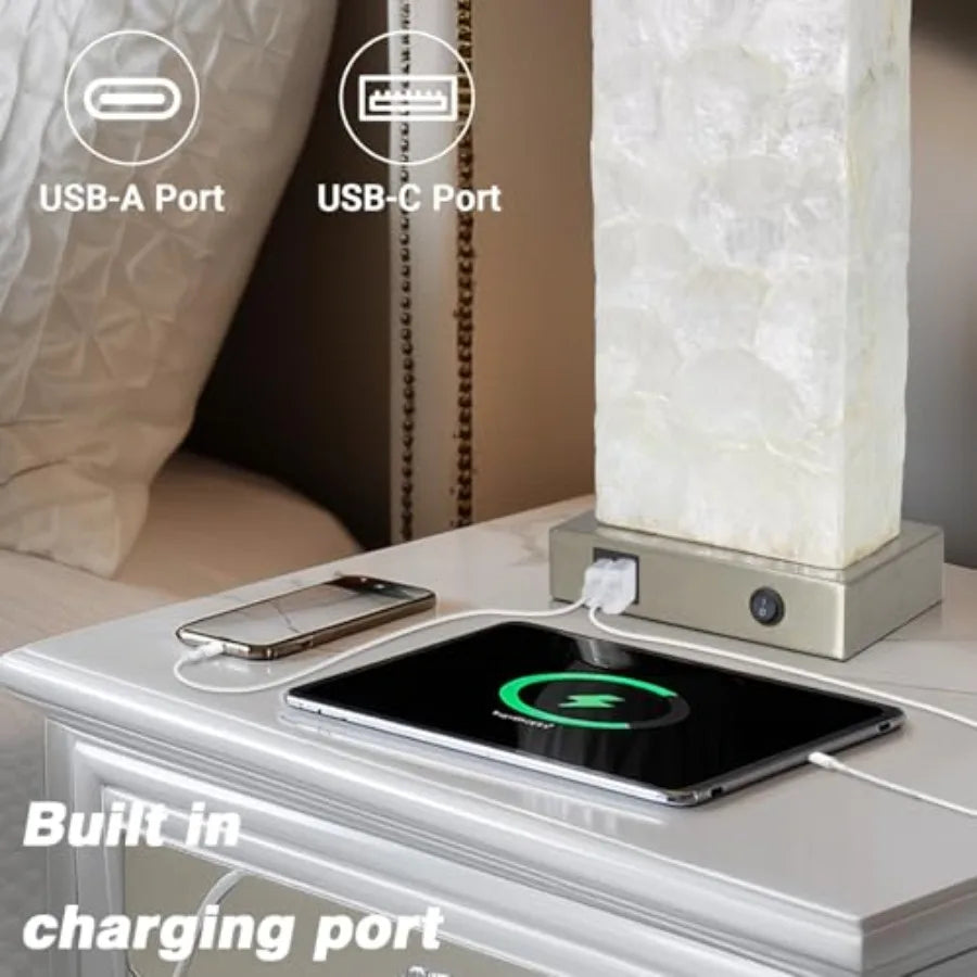 Solar Sea Shell Table Lamp With USB And Night Light
