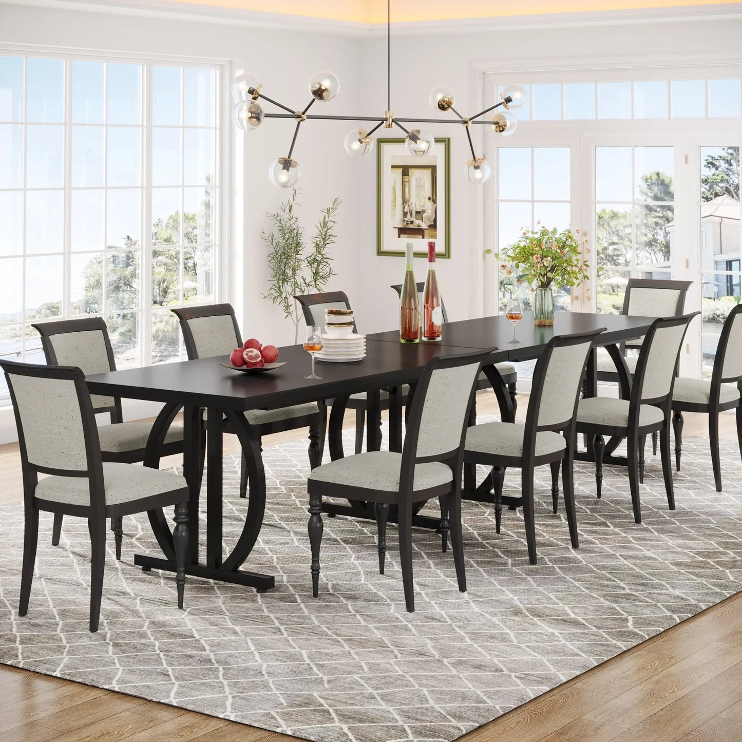 Tribesigns Modern Industrial Metal Frame Wooden Dining Table