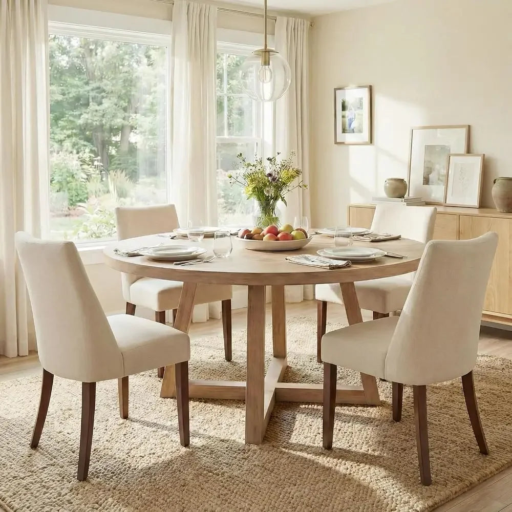 Rubberwood Upholstered Dining Chairs for Home and Kitchen