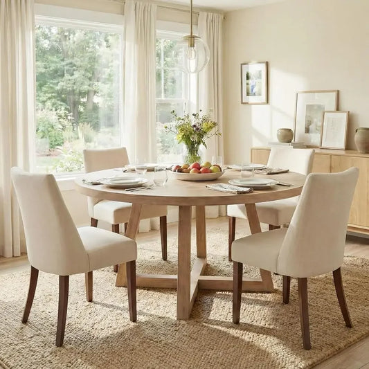 Rubberwood Upholstered Dining Chairs for Home and Kitchen
