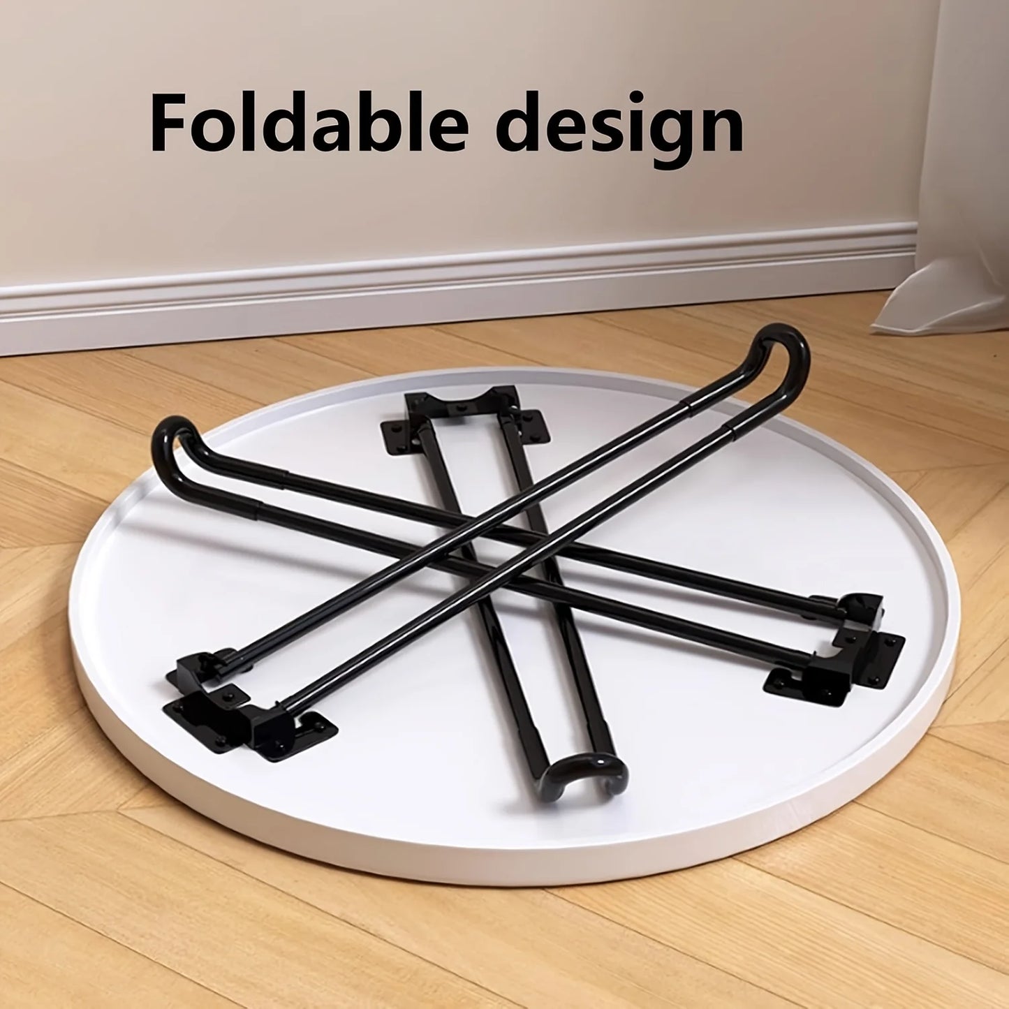 Foldable Metal Round Coffee Table For Living Room And Patios