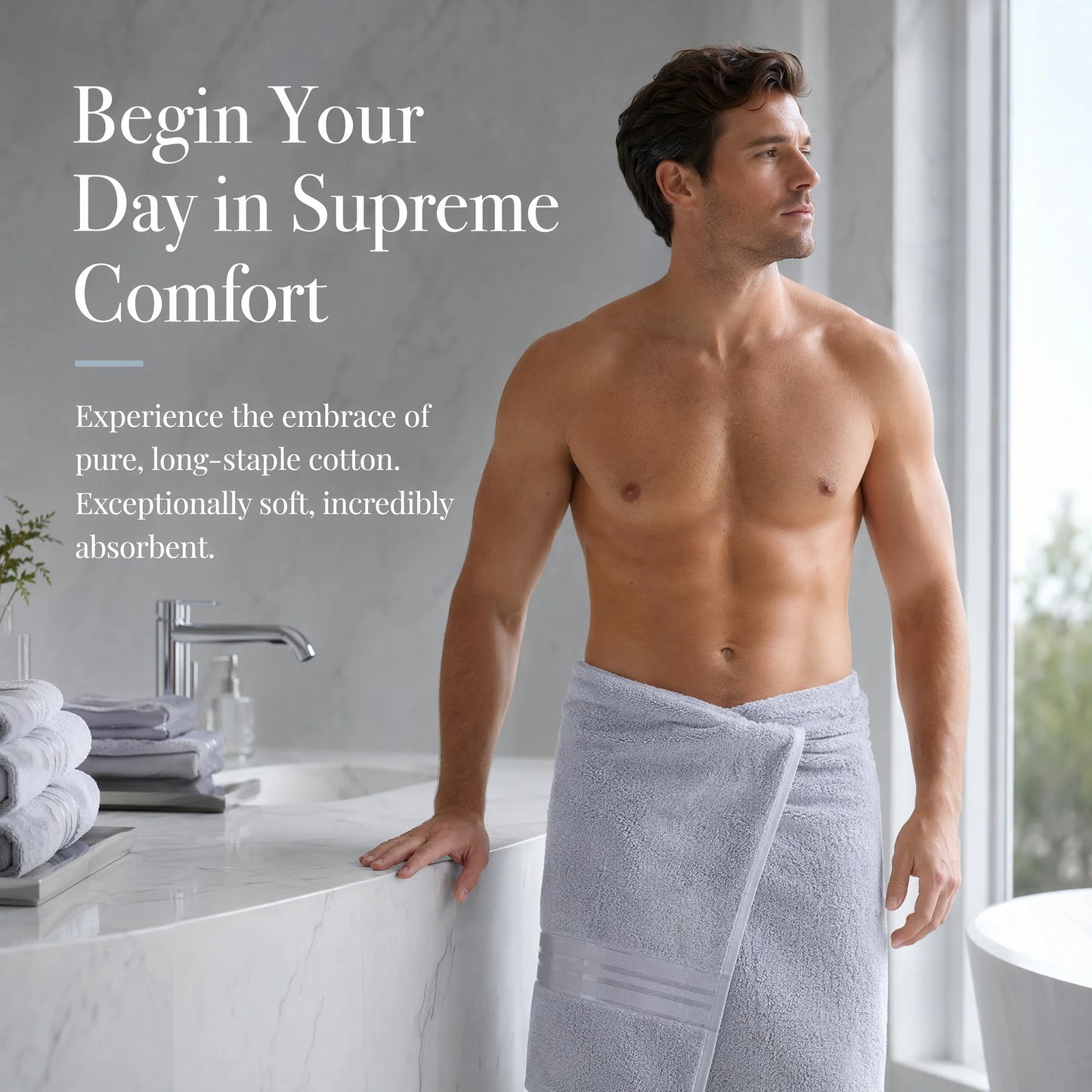 Luxurious 6 Piece Plush Cotton Turkish Bath Towel Set