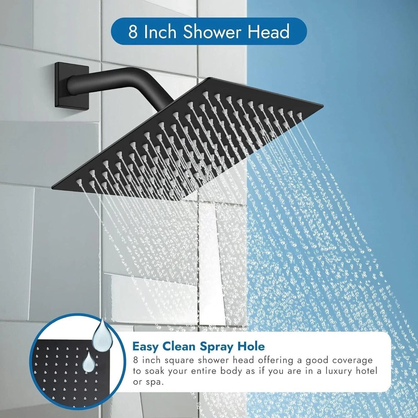 Square Stainless Steel Wall Mounted Shower System With Mixer Valve