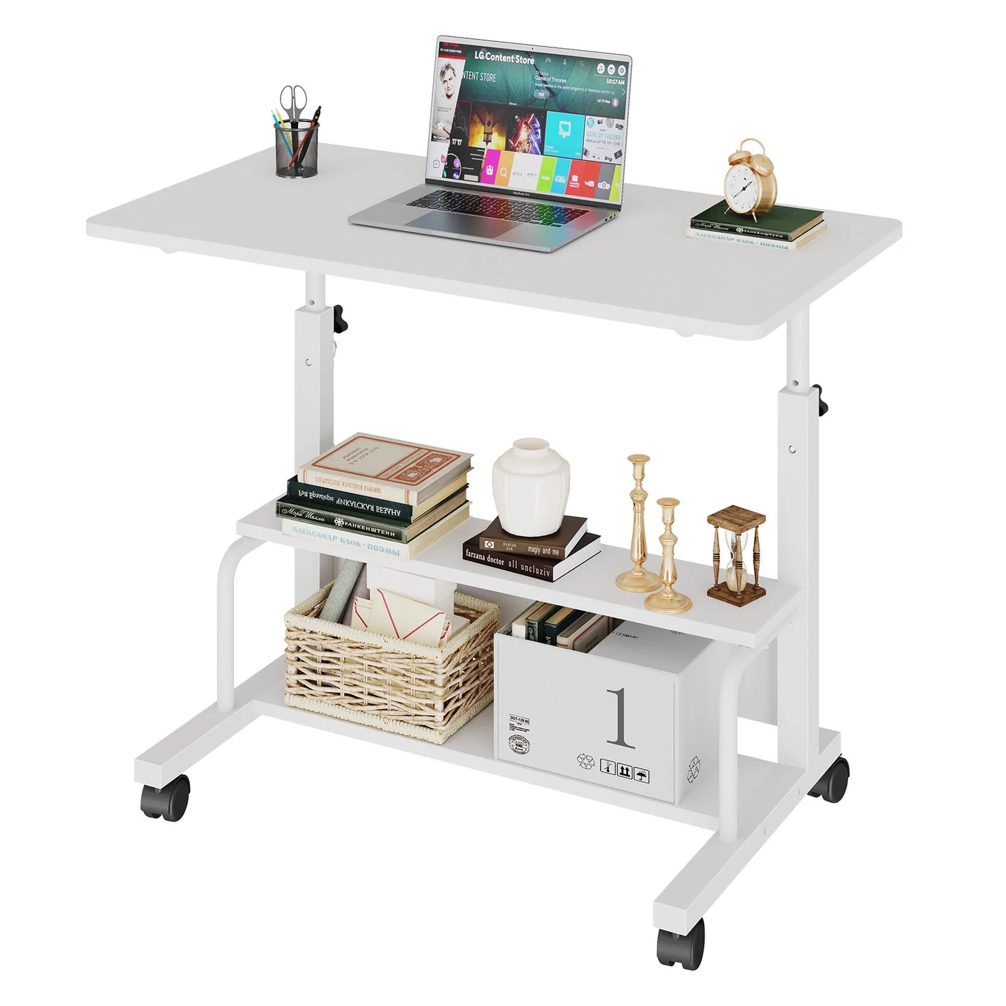 JHK Adjustable Height Mobile Standing Desk With Metal Frame