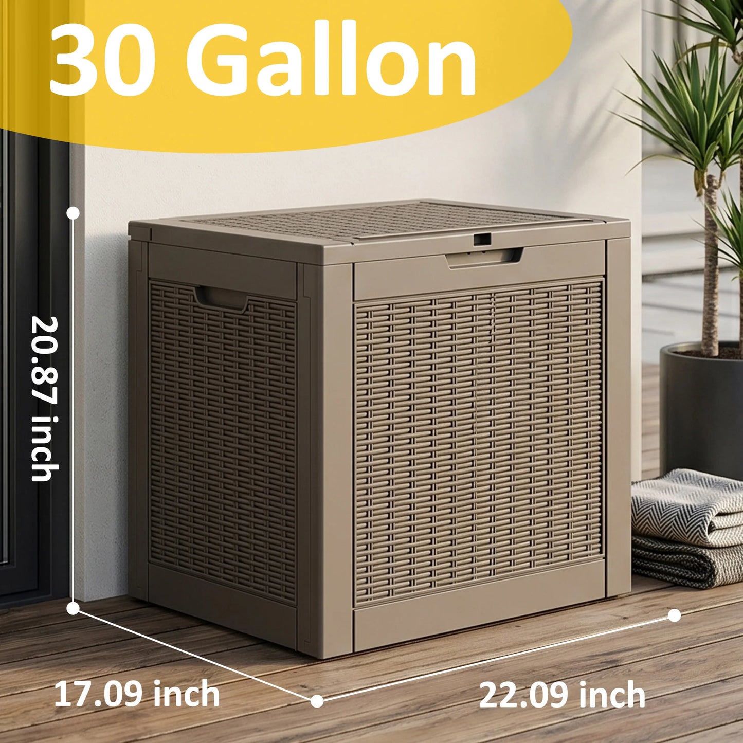 Weatherproof Rattan Textured Resin Outdoor Deck Storage Chest