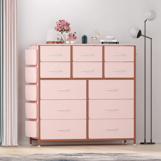 HiMISS 12 Drawer Fabric Storage Bedroom Dresser With Metal Frame