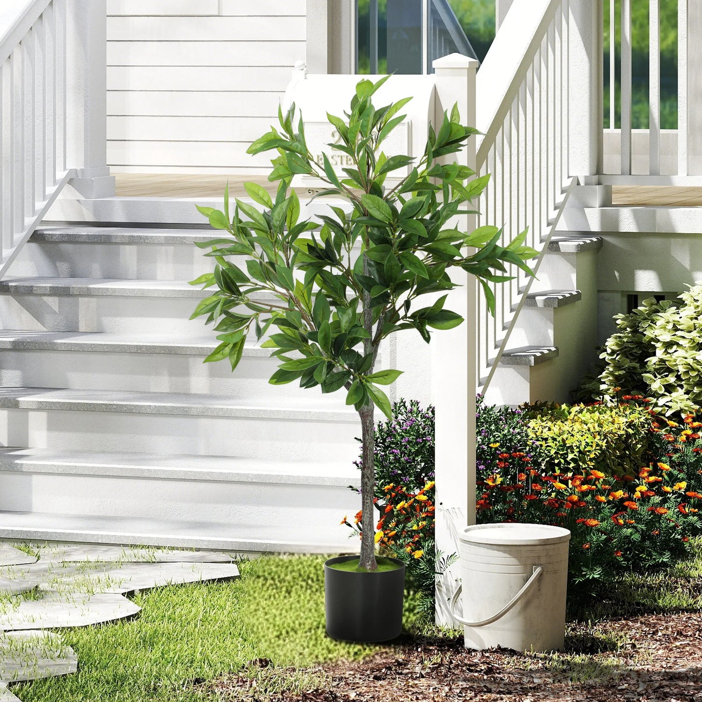 Potted Artificial Laurel Tree For Home And Office Decor