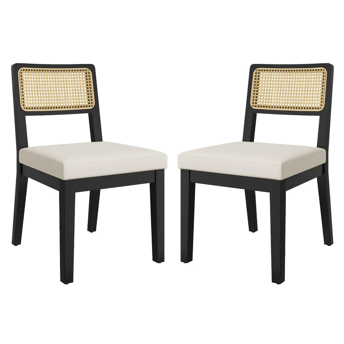HiMISS French Country Rattan Dining Chairs With Upholstered Curved Backs