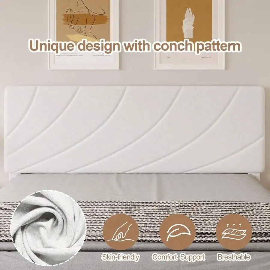 Modern Upholstered Platform Bed Frame With Adjustable Linen Headboard