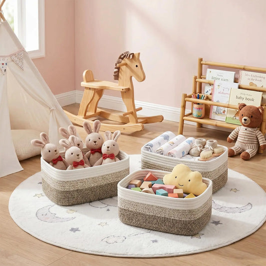 HiMISS Cotton Rope Woven Storage Baskets Shelf Organizer